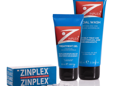 Zinplex Facial Wash, Treatment Gel & Tablets Combo Online now