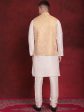 Jompers Men s Golden Woven Design Nehru Jacket With Kurta Pyjama Set Hot on Sale