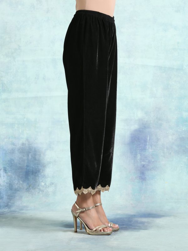 trueBrowns Black Velvet Lace Pant Online Sale