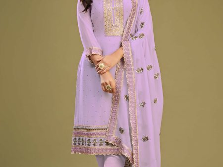 Lavender Swarovski Work & Embroidered Eid Wear Salwar Suit - Emponline Fashion