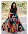 Dishitha Creation Printed Stitched Lehenga & Crop Top - Black & Black Discount