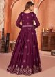 Wine Purple Festive Embroidered Art Silk Anarkali Suit - Emponline For Cheap