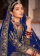 Blue Velvet Front & Back Embroidery Wedding Anarkali Suit - Emponline For Discount