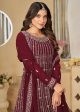 Faux Georgette Maroon Embroidered Gharara Style Suit - Emponline Online now