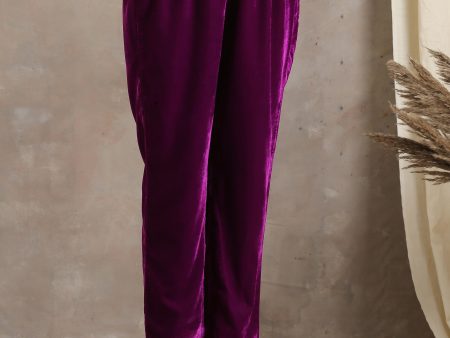 trueBrowns Wine Velvet Pant For Cheap