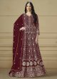 Maroon Embroidered Trendy Style Anarkali Suit - Emponline on Sale