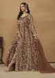 Pant Style Snuff Brown Embroidered Net Wedding Anarkali Suit - Emponline Online Hot Sale