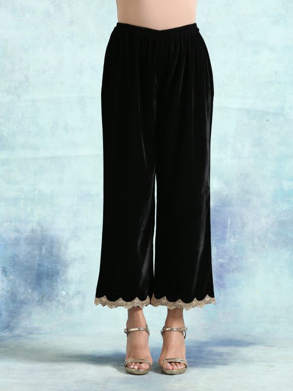 trueBrowns Black Velvet Lace Pant Online Sale