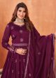 Wine Purple Festive Embroidered Art Silk Anarkali Suit - Emponline For Cheap