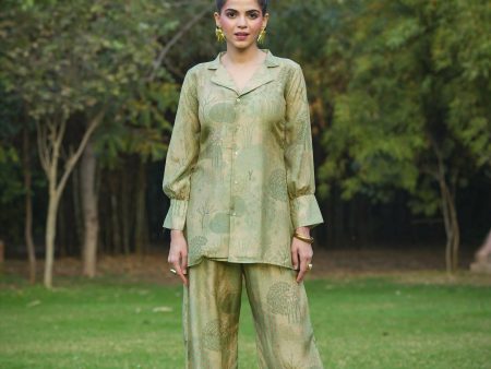 Women s Casual Fashionable Mahendi Mull Cotton co-ord set - Anya on Sale