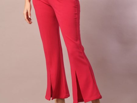 Myshka Women s Pink Solid Party Parallel Trousers Online now