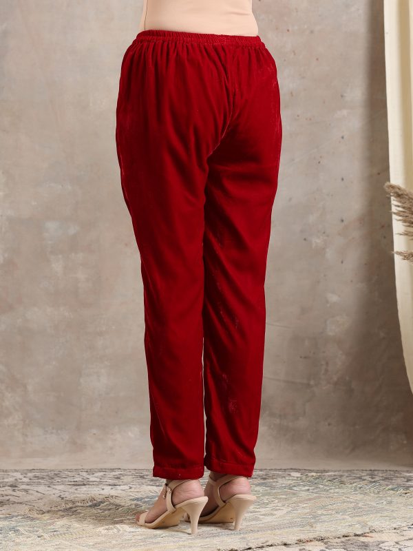 trueBrowns Red Velvet Pant Online Sale