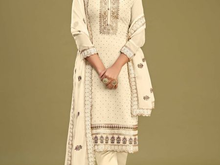 Off White Swarovski Work & Embroidered Eid Wear Salwar Suit - Emponline Online Sale