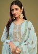 Ice Blue Swarovski Work & Embroidered Eid Wear Salwar Suit - Emponline Supply