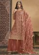 Net Rust Orange Embroidered Festive Gharara Style Suit - Emponline For Cheap