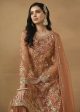 Tangy Brown Net Embroidered Wedding Festive Gharara Suit - Emponline Cheap