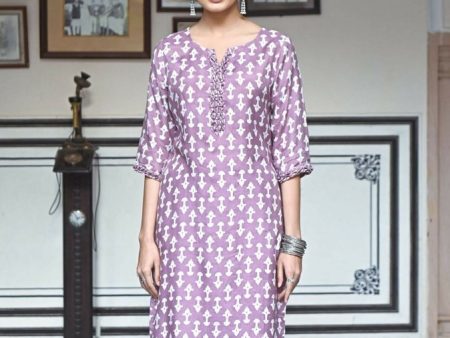 Aastha Fashion Women s Purple Pure Muslin Heavy Digital Printed Designer Kurti with Palazzo Cheap