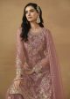 Old Rose Net Embroidered Wedding Festive Gharara Suit - Emponline Sale