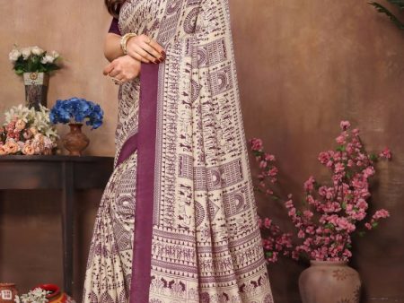 Aafreen Partywear Designer Purple Khadi Fancy Saree on Sale