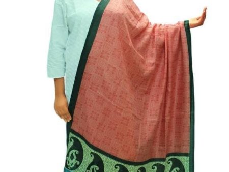 Vamika Brown and Green Color Printed Bhagalpuri Silk Dupatta Supply