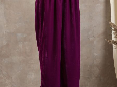 trueBrowns Wine Velvet High Waist Pant For Cheap