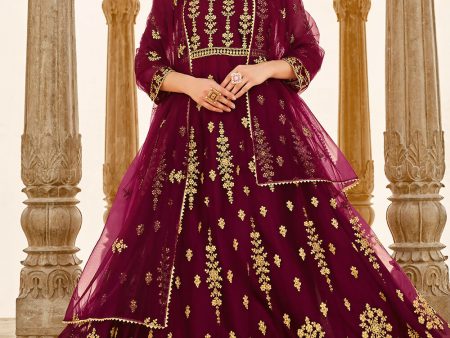 Heavy Stone Embroidered Wine Designer Anarkali Suit - Emponline Online now