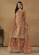 Tangy Brown Net Embroidered Wedding Festive Gharara Suit - Emponline Cheap