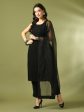 Myshka Women s Black Embroidered Cotton Straight Party Kurta Set With Dupatta Fashion