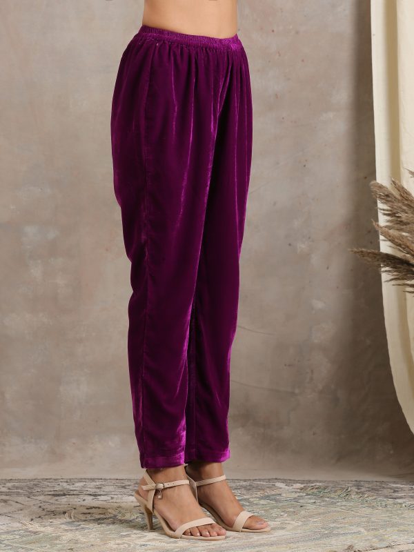 trueBrowns Wine Velvet Pant For Cheap