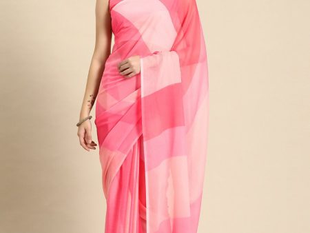 Ahalyaa Women s Traditional Semi Stitch Saree - Pink Discount