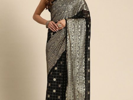 Ahalyaa Women s Traditional Semi Stitch Saree - Black Online