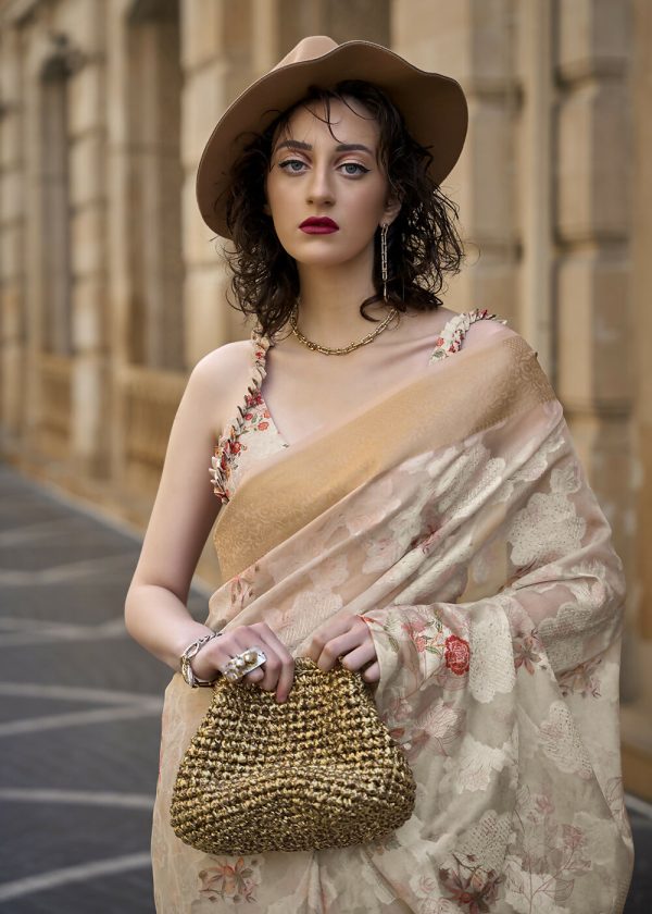 Lovely Off White Polly Brasso Designer Saree - Emponline Discount