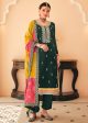 Dazzling Green Embroidered Chinnon Palazzo Salwar Kurta - Emponline For Sale