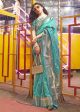 Beautiful Aqua Blue Handloom Weaving Silk Saree - Emponline Online now