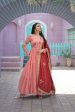 Aastha Fashion Women s Peach Faux Georgette Thread Embroidered Anarkali Dress with Dupatta Discount