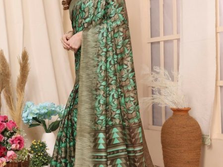 Aafreen Partywear Designer Green Khadi Fancy Saree For Cheap