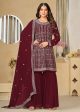 Faux Georgette Maroon Embroidered Gharara Style Suit - Emponline Online now