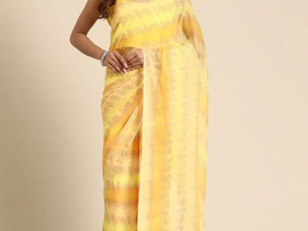 Ahalyaa Women s Traditional Semi Stitch Saree - Yellow Online Hot Sale