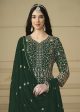 Bottle Green Embroidered Trendy Style Anarkali Suit - Emponline Online