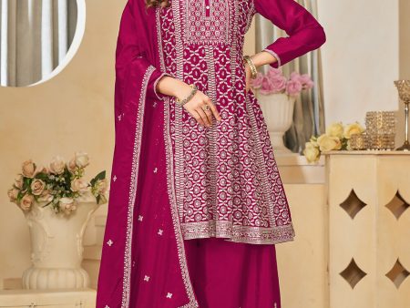 Chinnon Rani Pink Embroidered Palazzo Salwar Suit - Emponline Online Sale