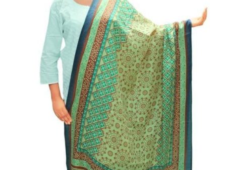 Vamika Multi Green Color Printed Bhagalpuri Silk Dupatta Online