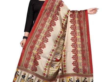 Vamika Latest Multi Colour Red Printed Khadi Bhagalpuri Dupatta Online Hot Sale