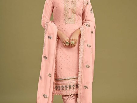 Blush Peach Swarovski Work & Embroidered Eid Wear Salwar Suit - Emponline For Sale