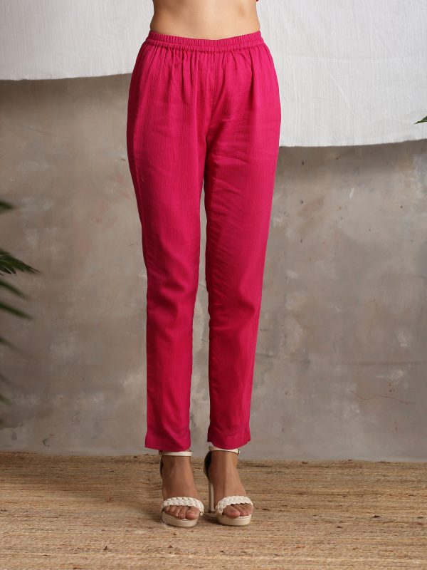 trueBrowns Pink Crinkled Pant Cheap