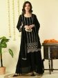 Myshka Women s Black Georgette Kurta & Skirt With Dupatta Party Sets For Discount