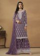 Radiant Purple Embroidered Wedding Festive Gharara Suit - Emponline Cheap