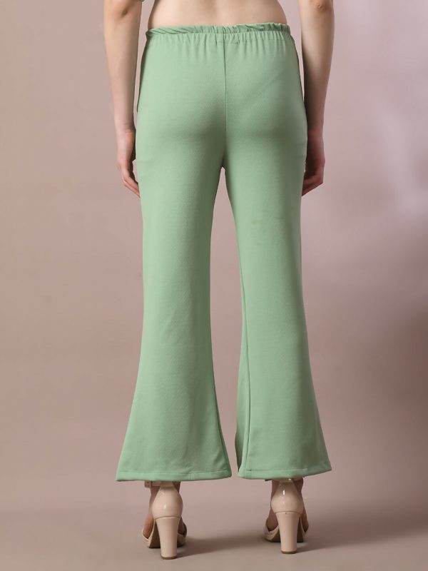 Myshka Women s Sea Green Solid Party Parallel Trousers Fashion