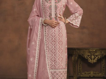 Blush Pink Soft Organza Embroidered Festive Salwar Suit - Emponline Discount