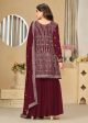 Faux Georgette Maroon Embroidered Gharara Style Suit - Emponline Online now