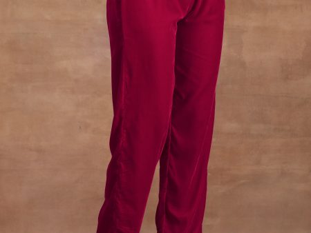 trueBrowns Rani Pink Velvet Pant Online Hot Sale